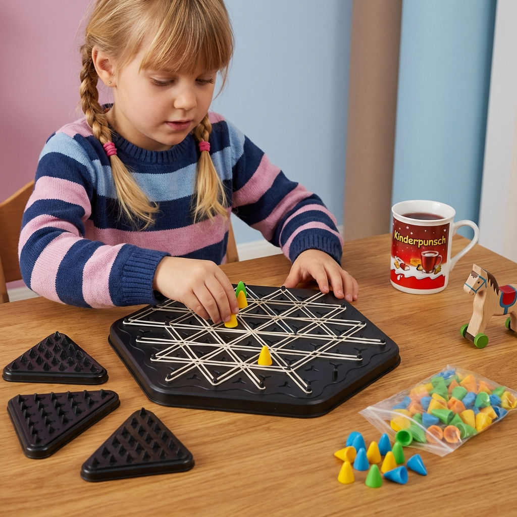Family game with triangular rubber band for chess