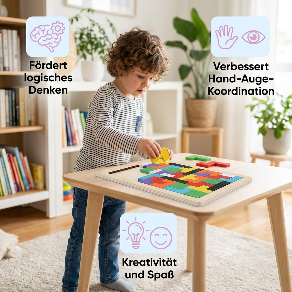 Montessori Learning Toy for Kids - Colorful Wooden Tangram Puzzle