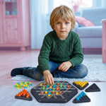 Family game with triangular rubber band for chess