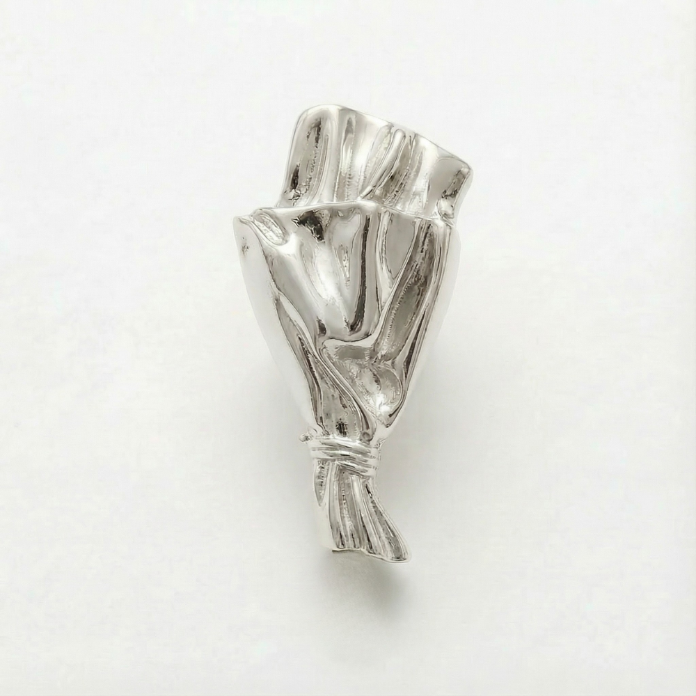 Elegant brooch with mini vase for fresh flowers