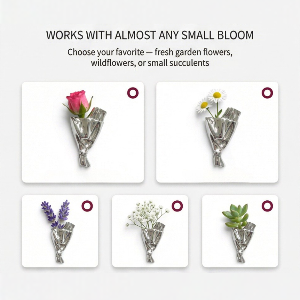Elegant brooch with mini vase for fresh flowers