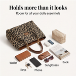 Elegant leopard print pouches with gold chain