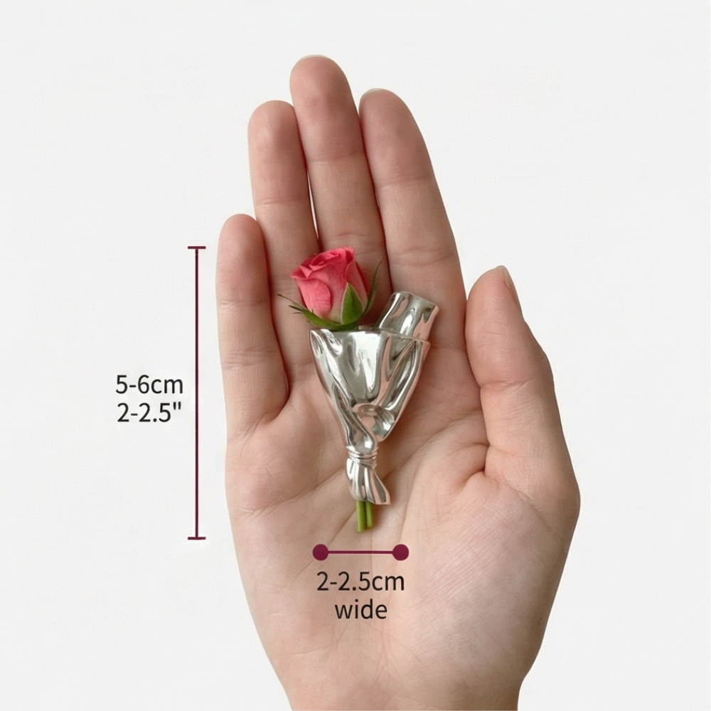 Elegant brooch with mini vase for fresh flowers