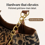 Elegant leopard print pouches with gold chain
