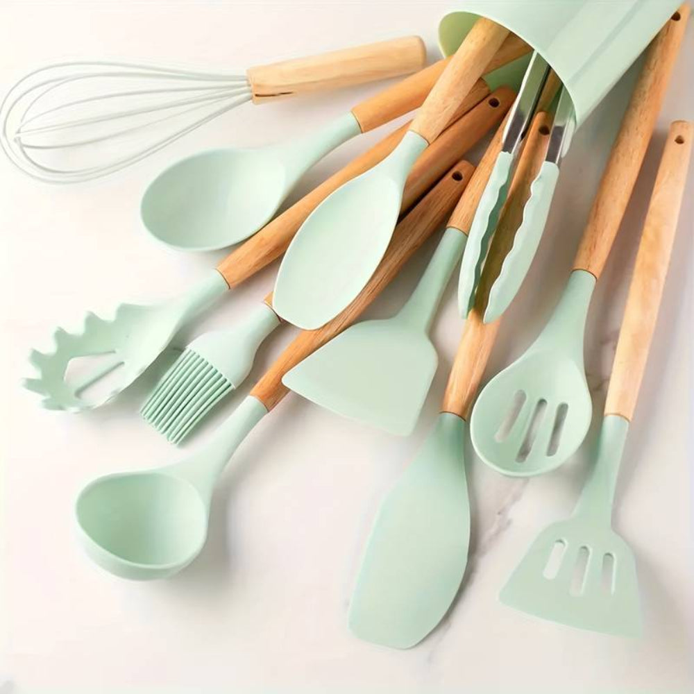 12-teiliges Premium Küchenhelfer-Set aus Edelstahl und Silikon
