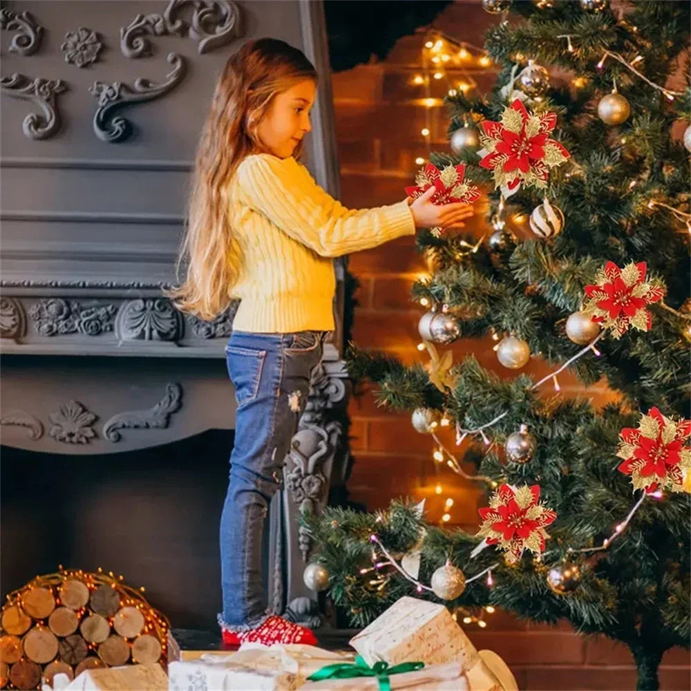 Christmas Flowers – Luxury Artificial Flowers in Red, Pink and Gold for Festive Decoration