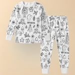 Kids' Cotton Pajama Set for Christmas Coloring
