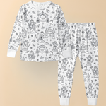 Kids' Cotton Pajama Set for Christmas Coloring