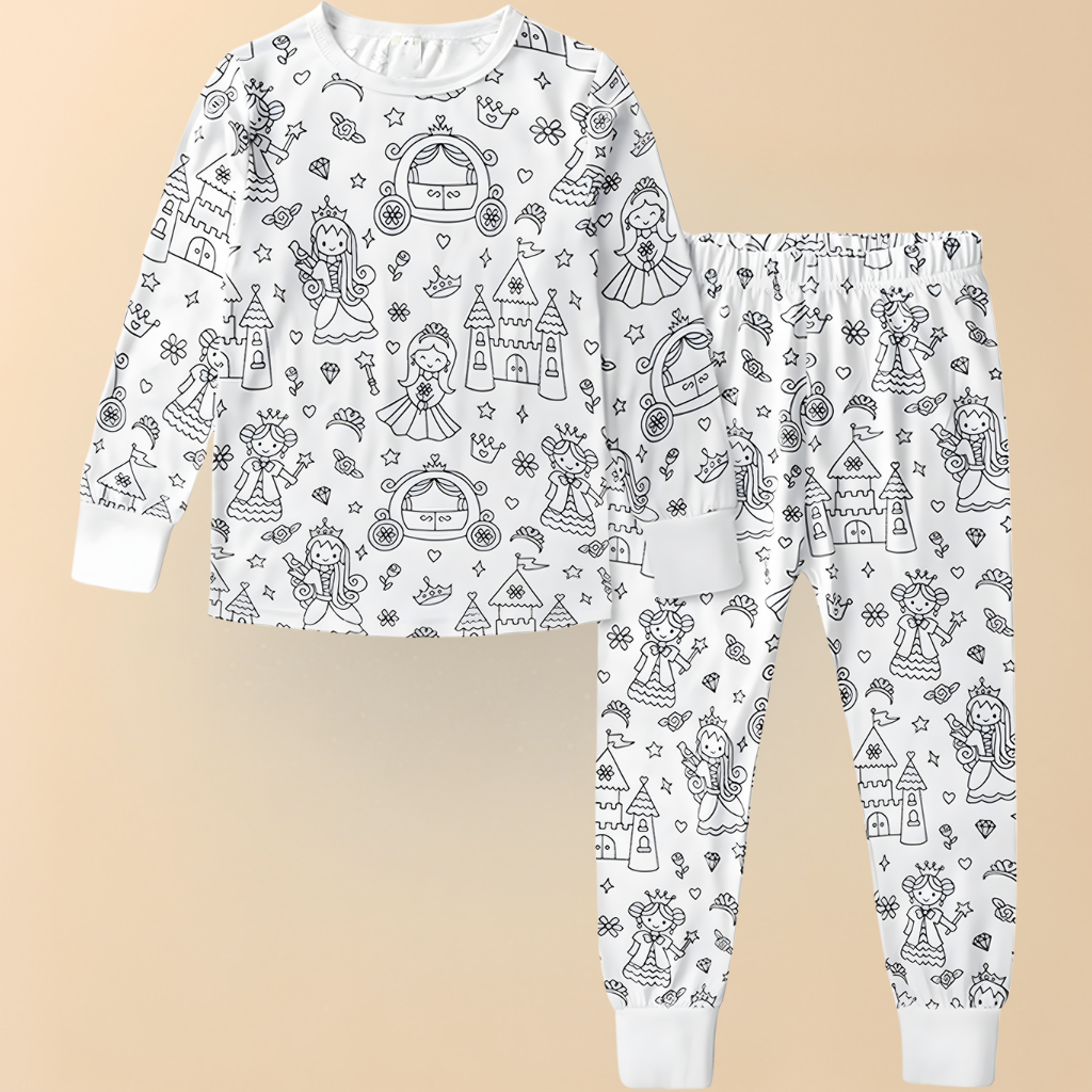 Kids' Cotton Pajama Set for Christmas Coloring