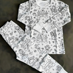 Kids' Cotton Pajama Set for Christmas Coloring