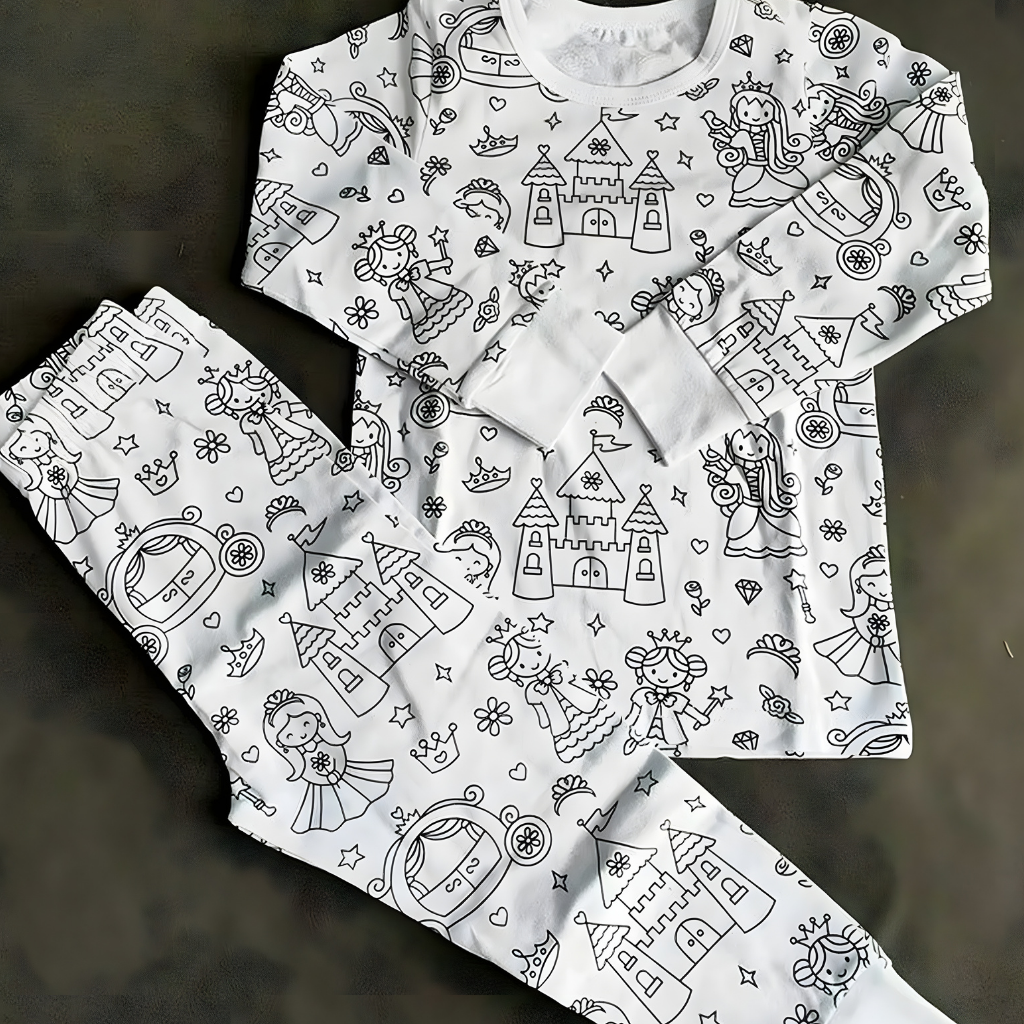 Kids' Cotton Pajama Set for Christmas Coloring