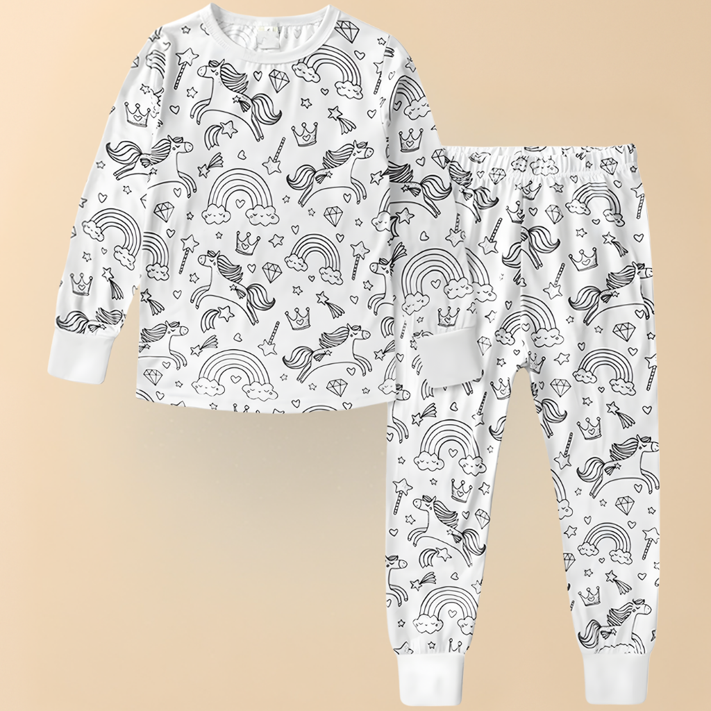 Kids' Cotton Pajama Set for Christmas Coloring