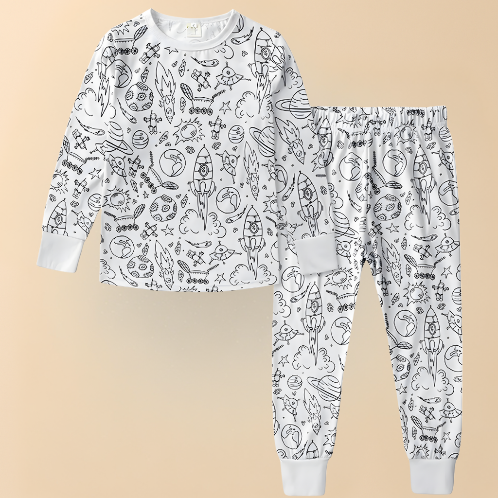 Kids' Cotton Pajama Set for Christmas Coloring