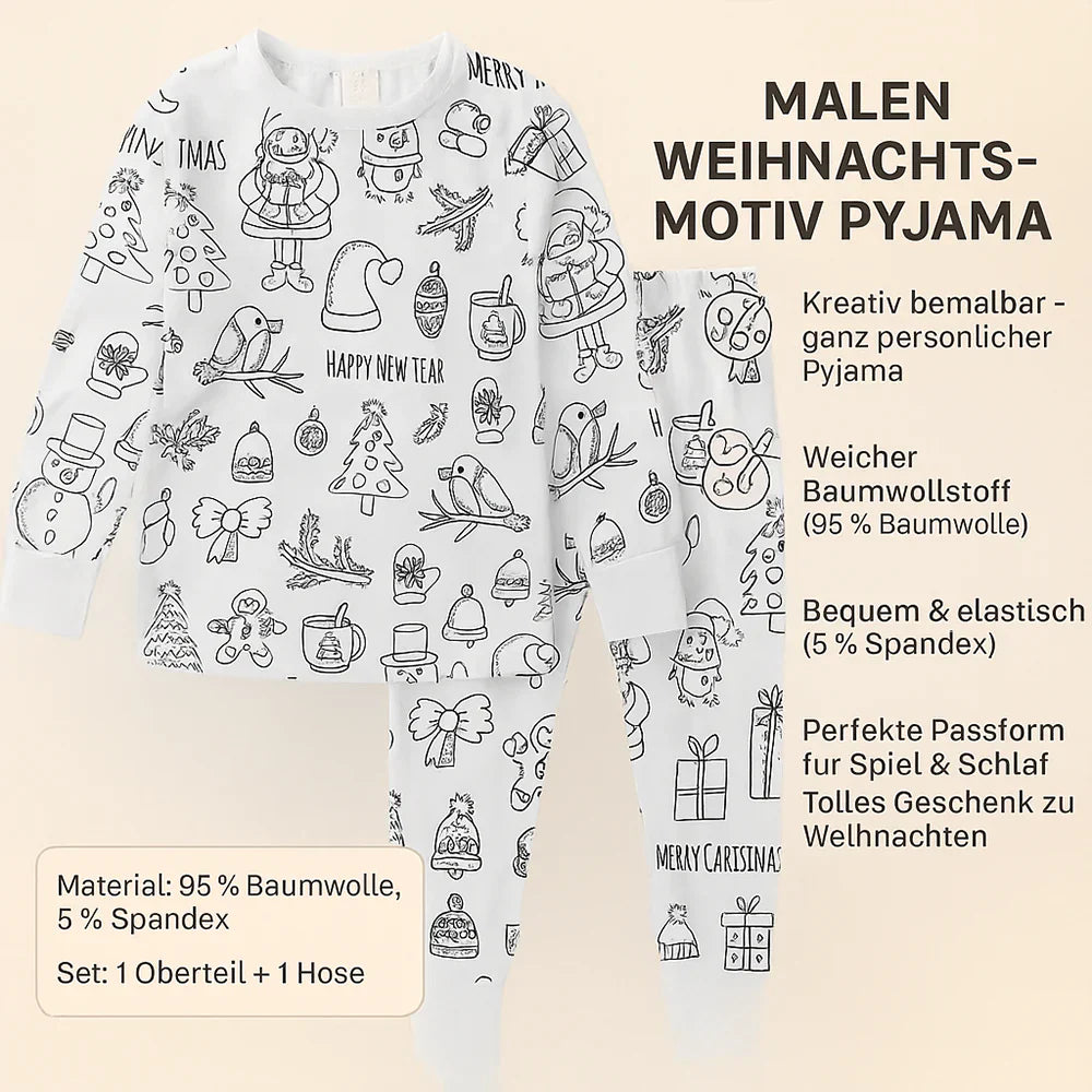 Kids' Cotton Pajama Set for Christmas Coloring