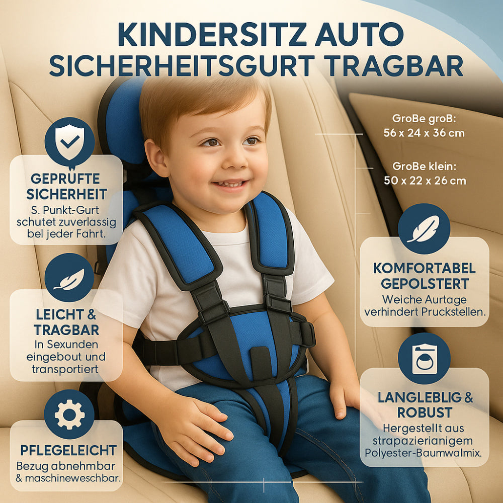 Portable car seat for children with seat belt