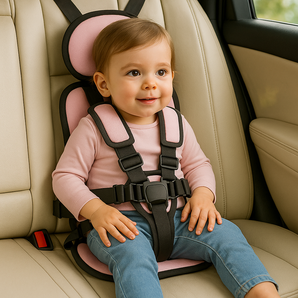 Portable car seat for children with seat belt
