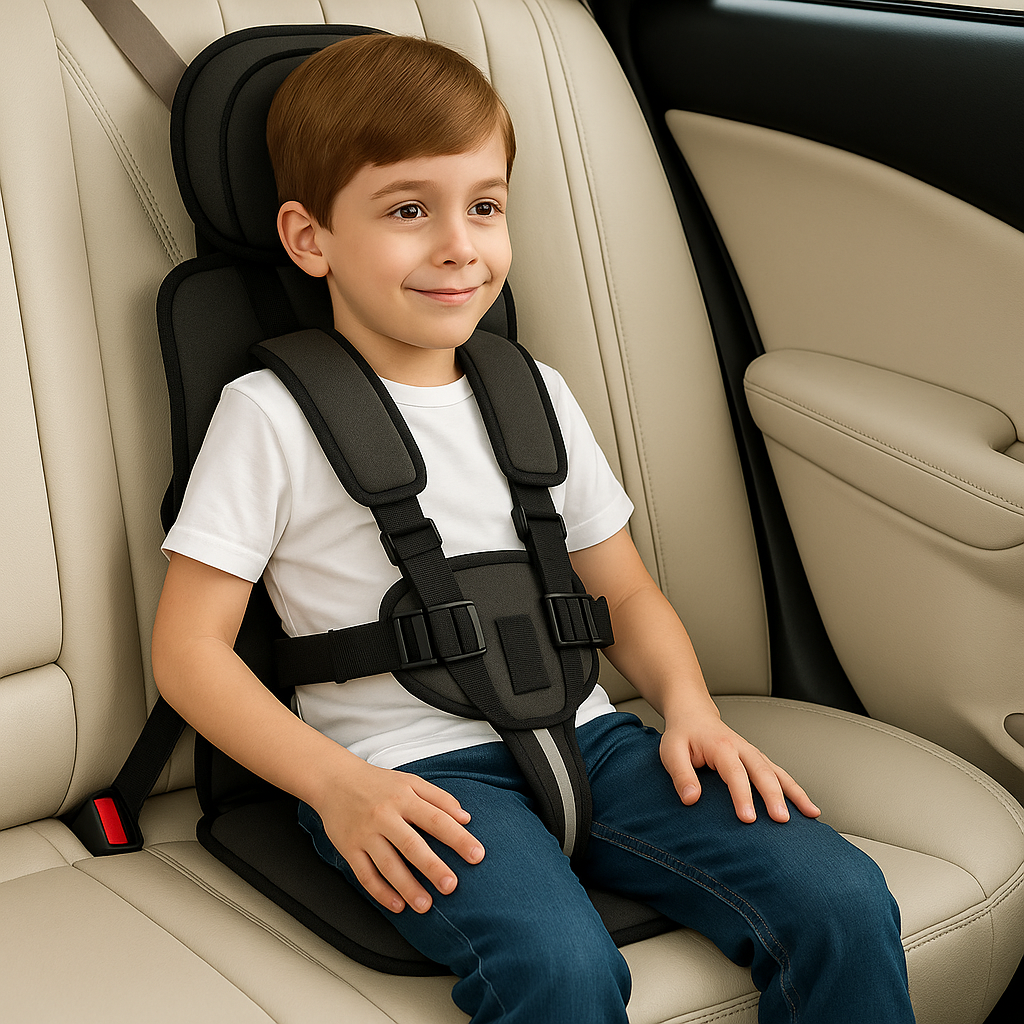 Portable car seat for children with seat belt