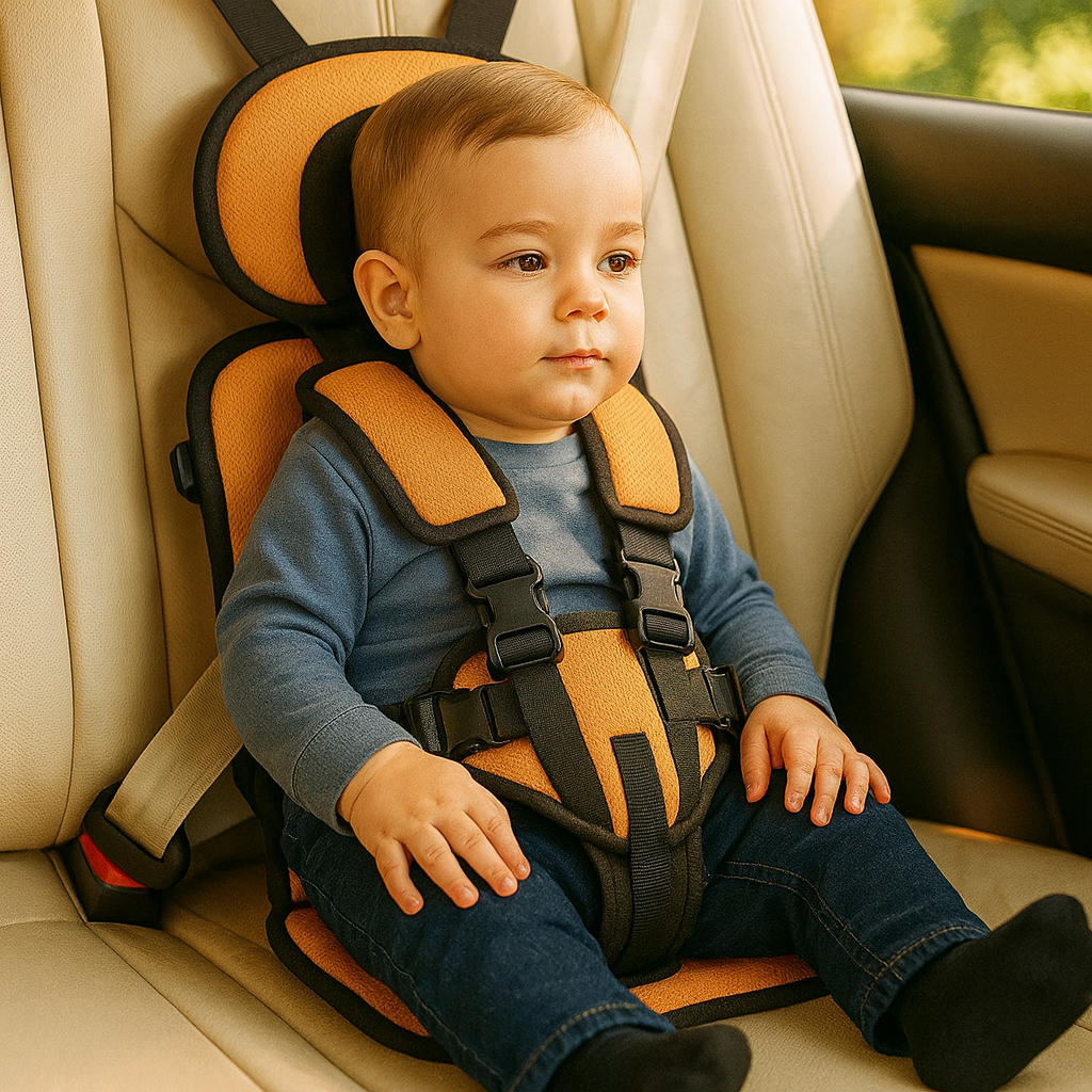 Portable car seat for children with seat belt