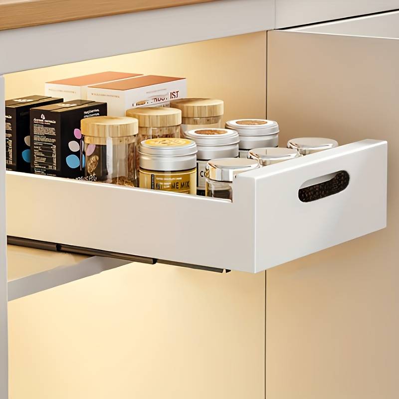 Praktischer Küchenorganizer mit Ausziehbarem Fach für Optimale Ordnung