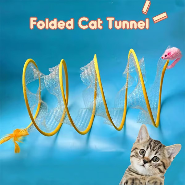 Cat Fun Deluxe | Foldable Cat Tunnel with Toy