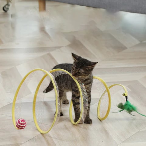 Cat Fun Deluxe | Foldable Cat Tunnel with Toy
