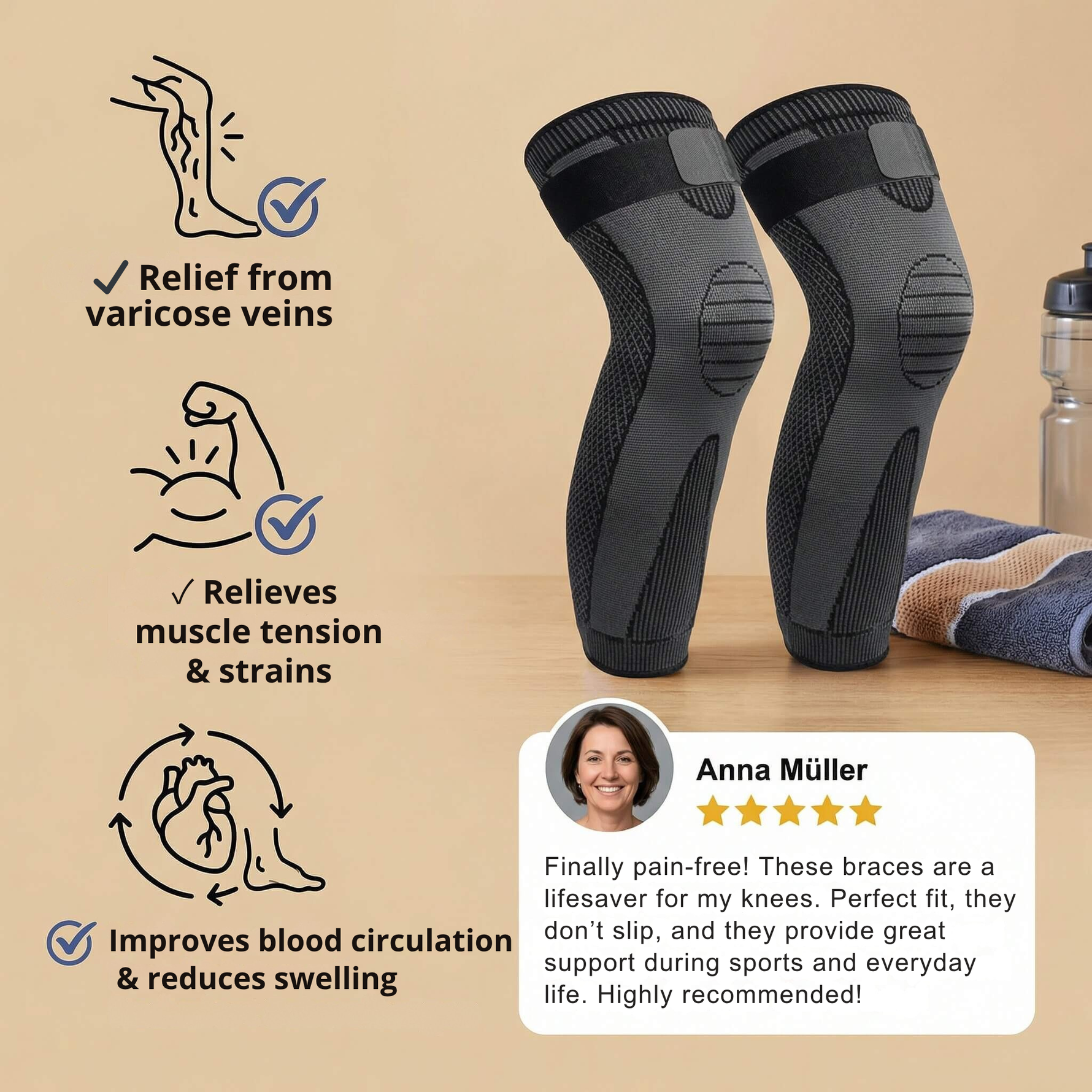 Knee Pads with Compression | Optimal Support | Breathable and Non-Slip
