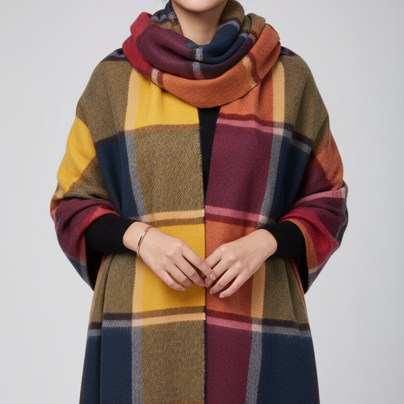 Eleganter Damen-Schal im modernen Karo-Design