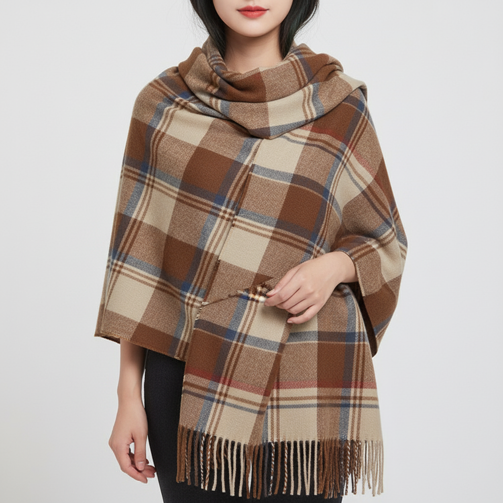 Eleganter Damen-Schal im modernen Karo-Design