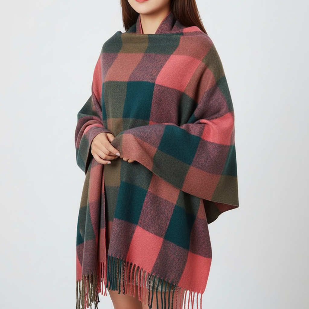 Eleganter Damen-Schal im modernen Karo-Design