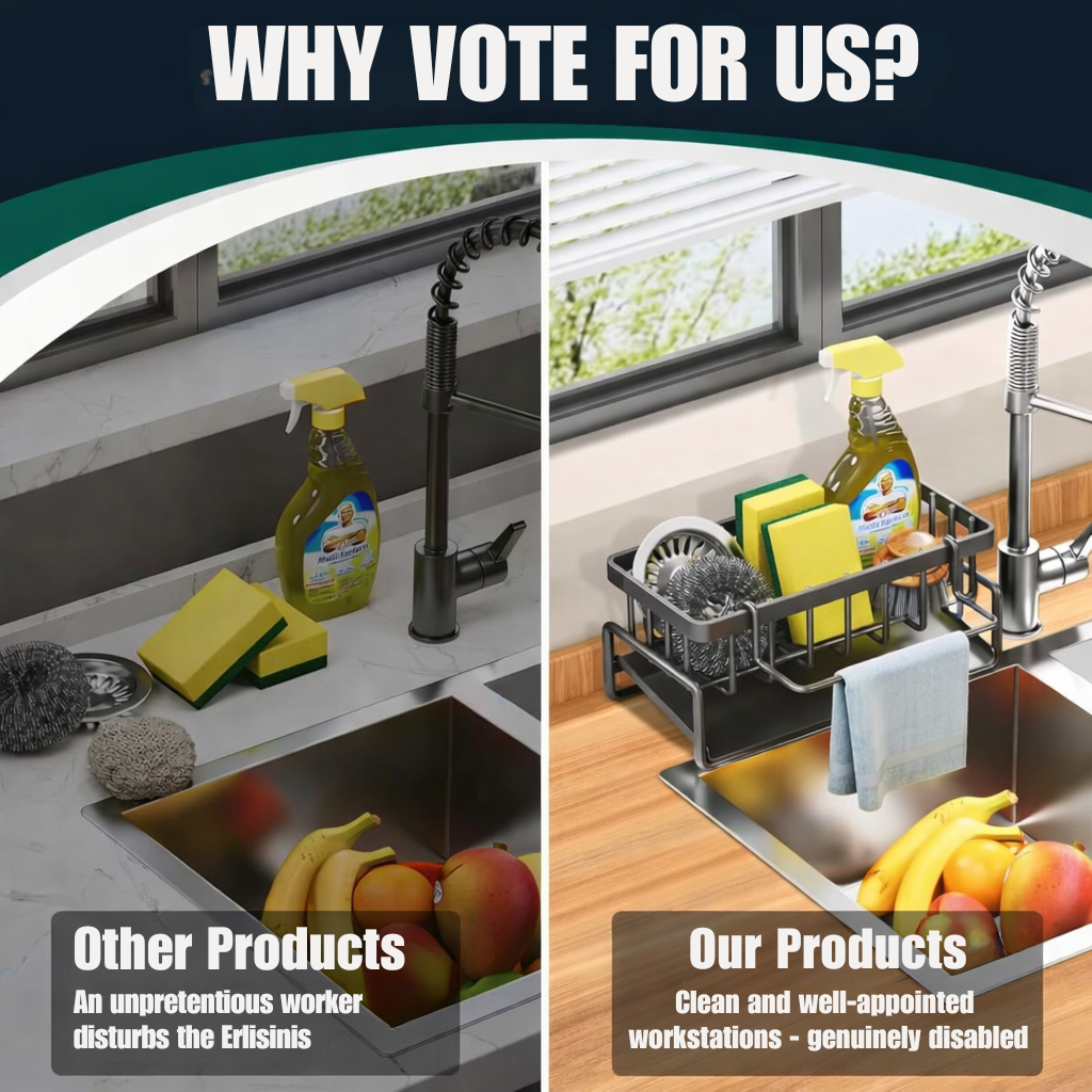 Practical Sink Rack | Rust-resistant | With Towel Holder | AquaOrganizer