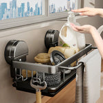 Practical kitchen shelf with strong suction cups and open water drainage