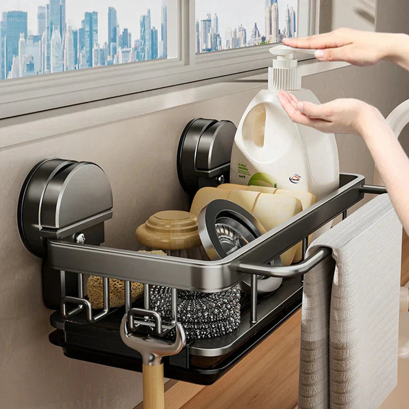 Practical kitchen shelf with strong suction cups and open water drainage