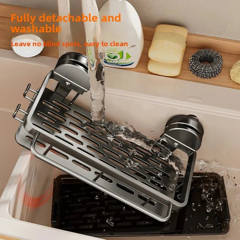 Practical kitchen shelf with strong suction cups and open water drainage