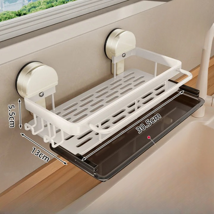 Practical kitchen shelf with strong suction cups and open water drainage