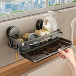 Practical kitchen shelf with strong suction cups and open water drainage