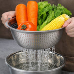Multifunctional Stainless Steel Colander Set for the Kitchen