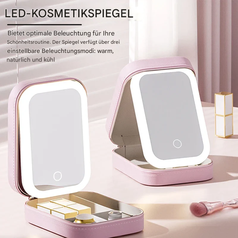 LED Makeup Mirror Organizer | 3 Light Modes | Cabin-Friendly