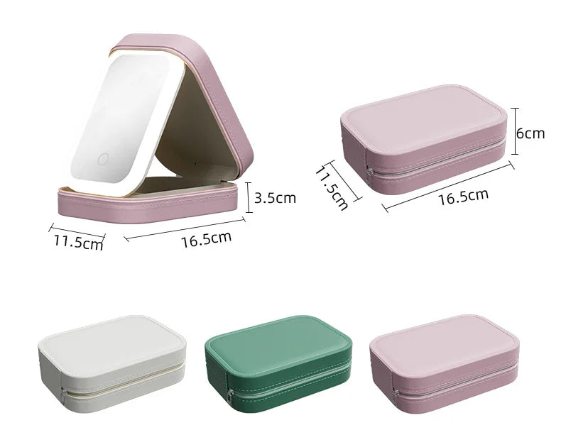 LED Makeup Mirror Organizer | 3 Light Modes | Cabin-Friendly