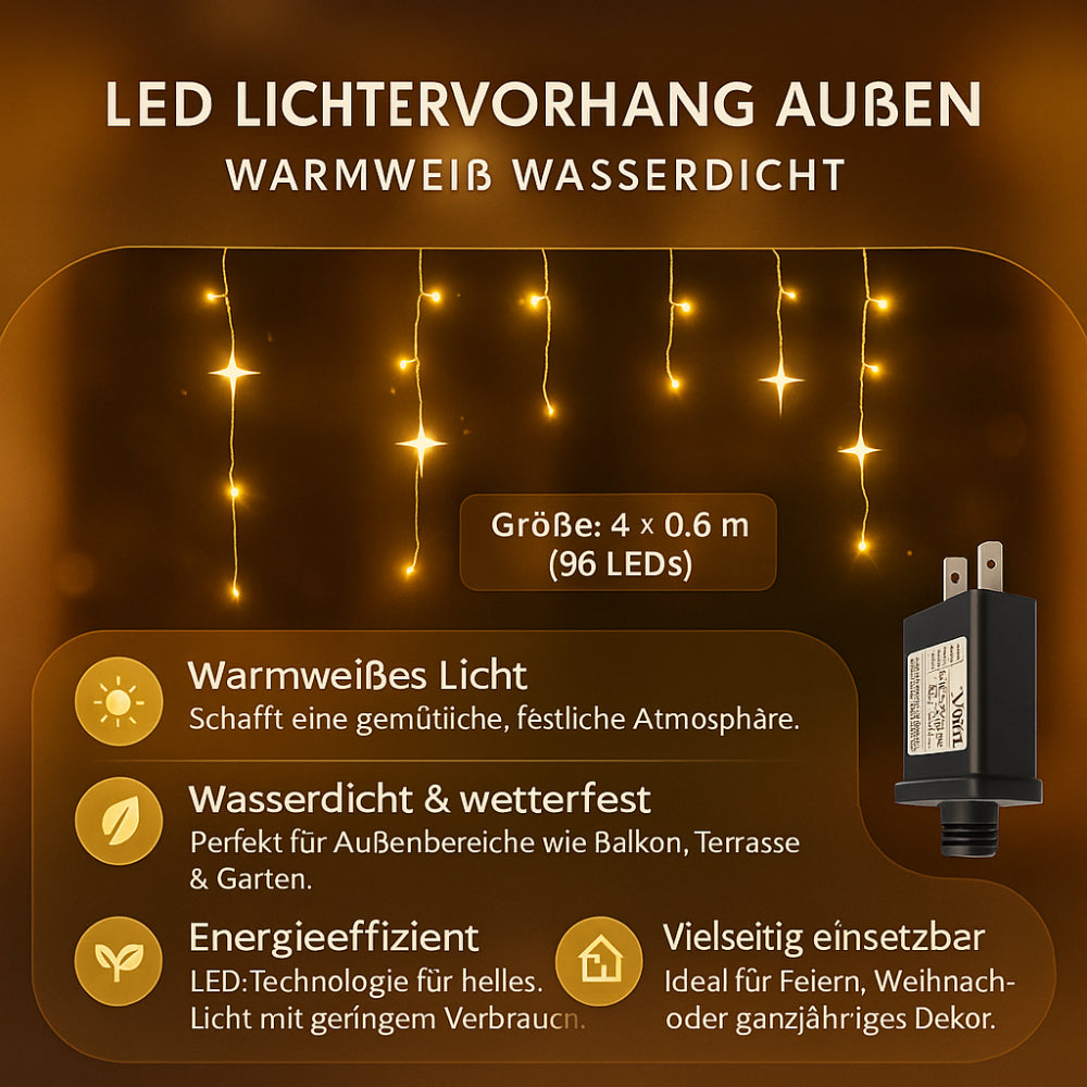 Wasserdichter LED Lichtervorhang für den Außenbereich