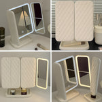 Foldable LED Cosmetic Mirror with Triple Lighting