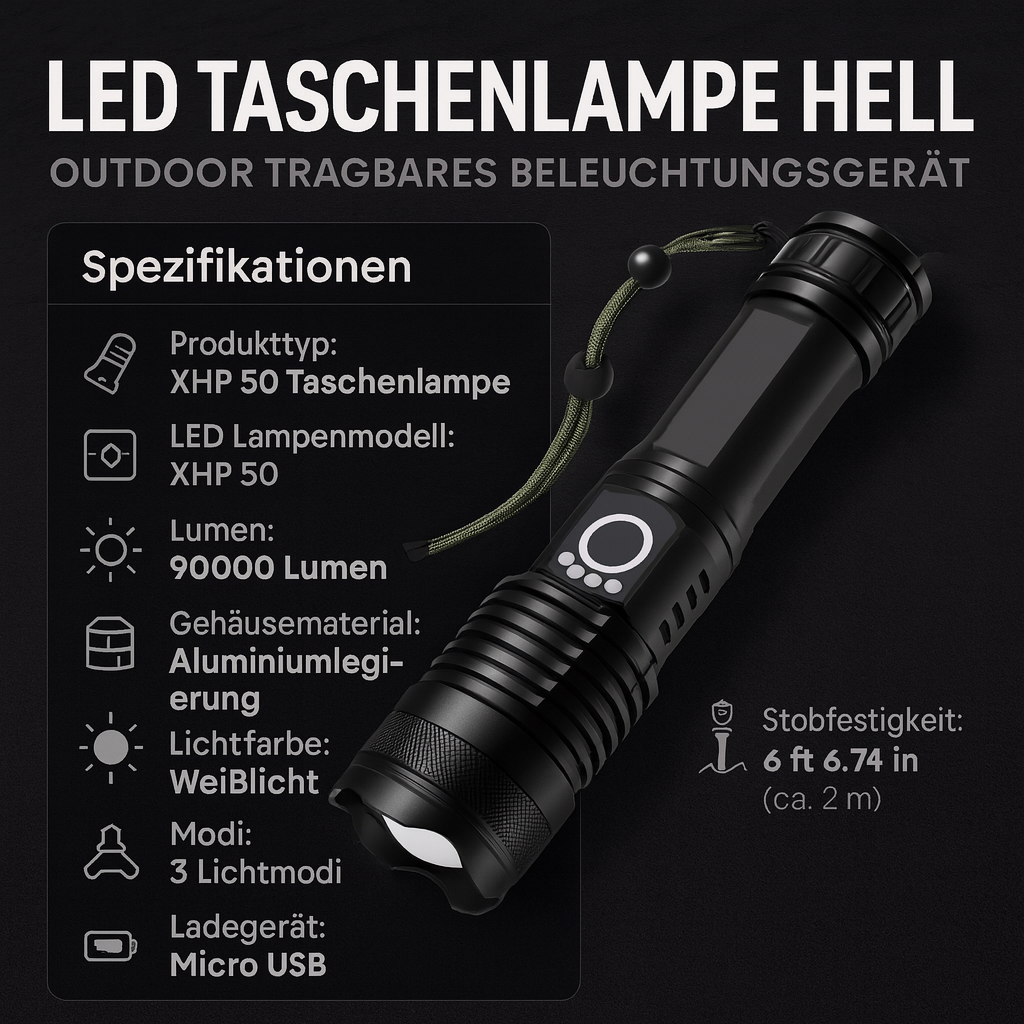 Superhelle LED-Taschenlampe für Outdoor-Abenteuer