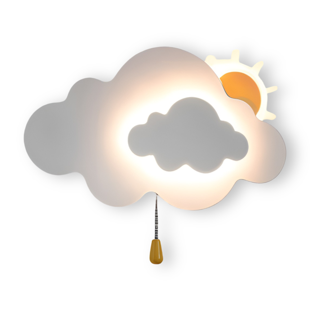 Wunderschöne LED-Wandlampe für das Kinderzimmer - Wolke und Sonne