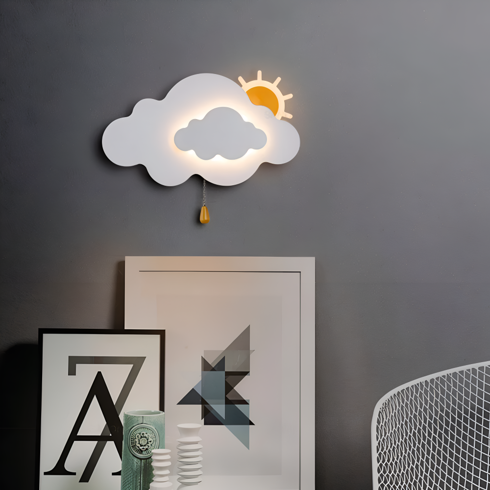Wunderschöne LED-Wandlampe für das Kinderzimmer - Wolke und Sonne