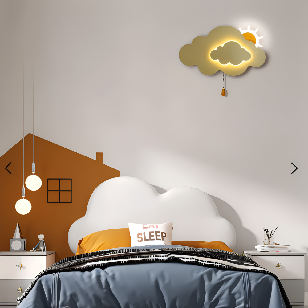 Wunderschöne LED-Wandlampe für das Kinderzimmer - Wolke und Sonne