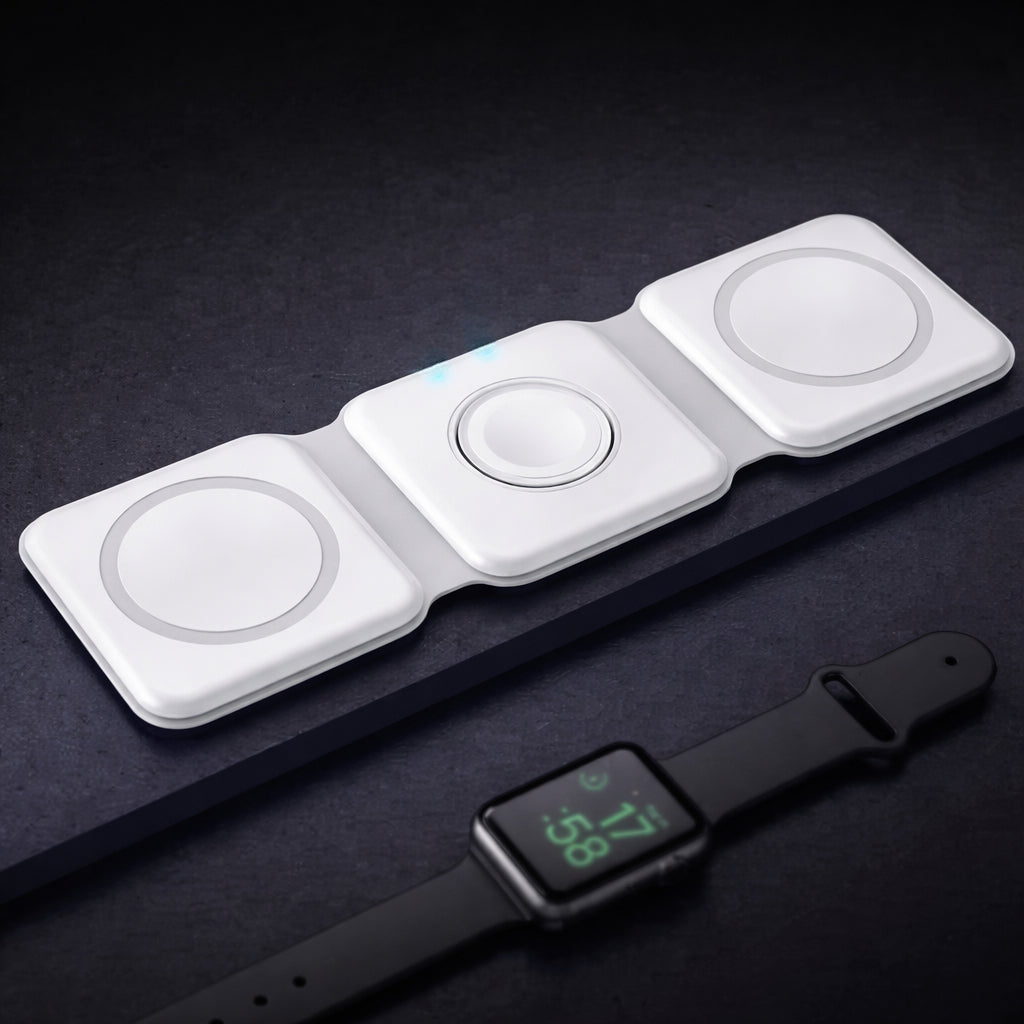 Compact Wireless Charging Station for Multiple Devices – Ideal for Travel