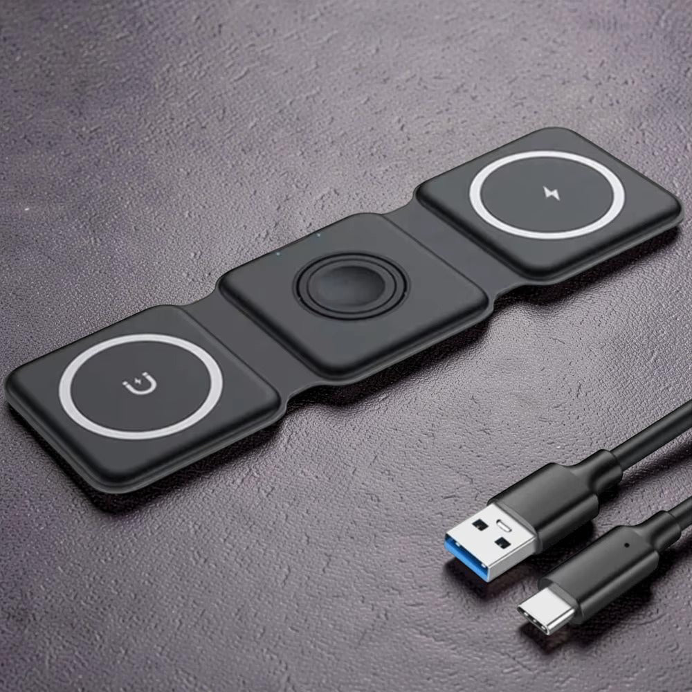 Compact Wireless Charging Station for Multiple Devices – Ideal for Travel