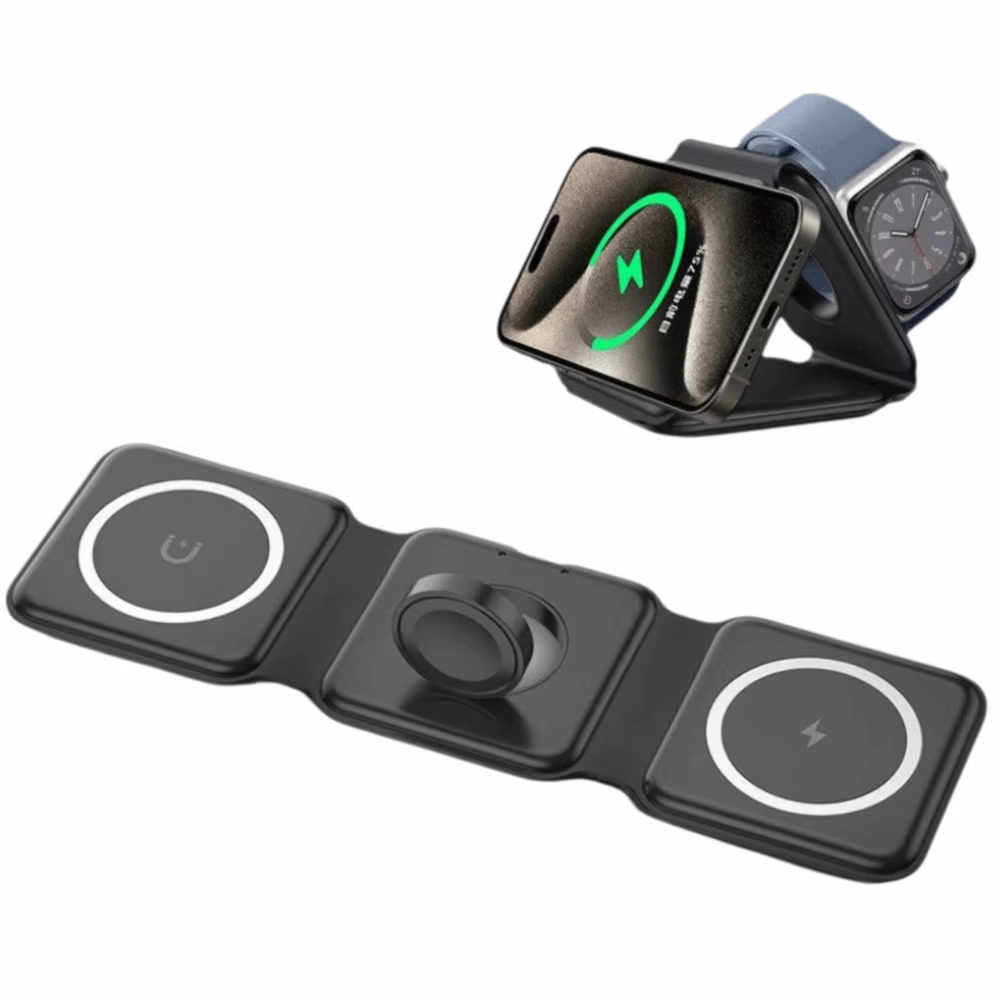 Compact Wireless Charging Station for Multiple Devices – Ideal for Travel