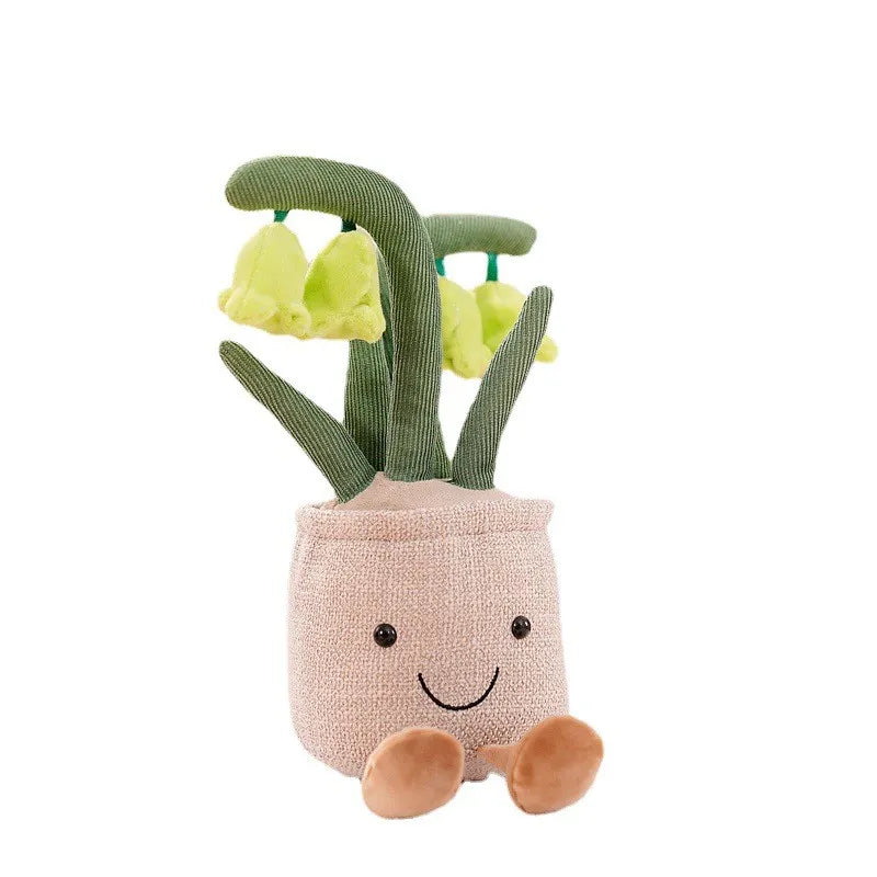 Plush toy with cheerful floral design