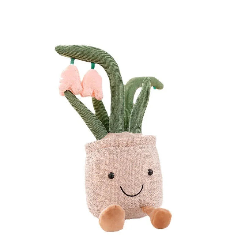 Plush toy with cheerful floral design