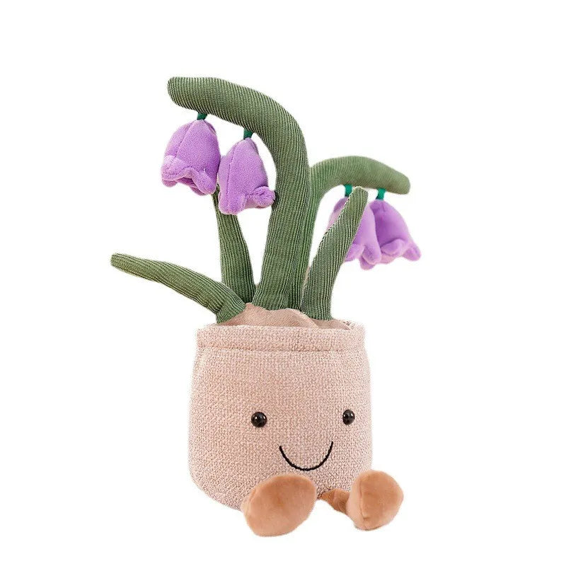 Plush toy with cheerful floral design